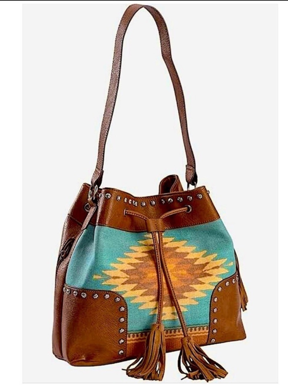 NWT Nocona Leather Southwestern Print Purse With Concealed Weapon Pocket